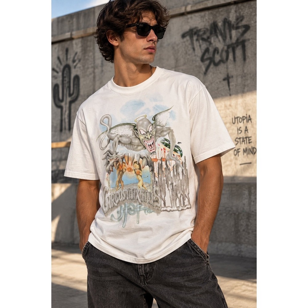 Travis Scott Utopia Circus Maximus Tour 2024 Graphic T-Shirt White L